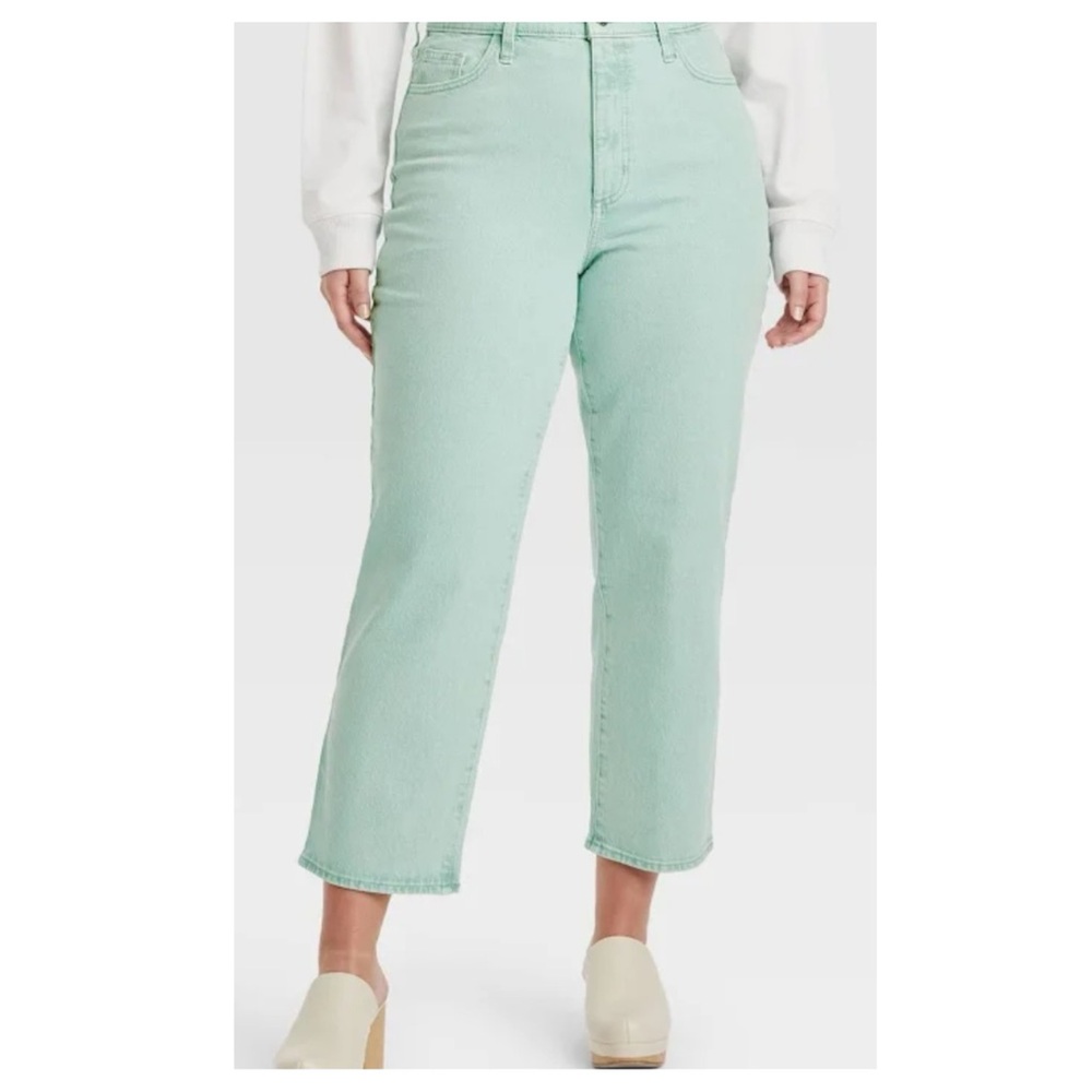 Universal Thread High-Rise Vintage Straight Fit Cropped Jeans NWT Mint Green 10